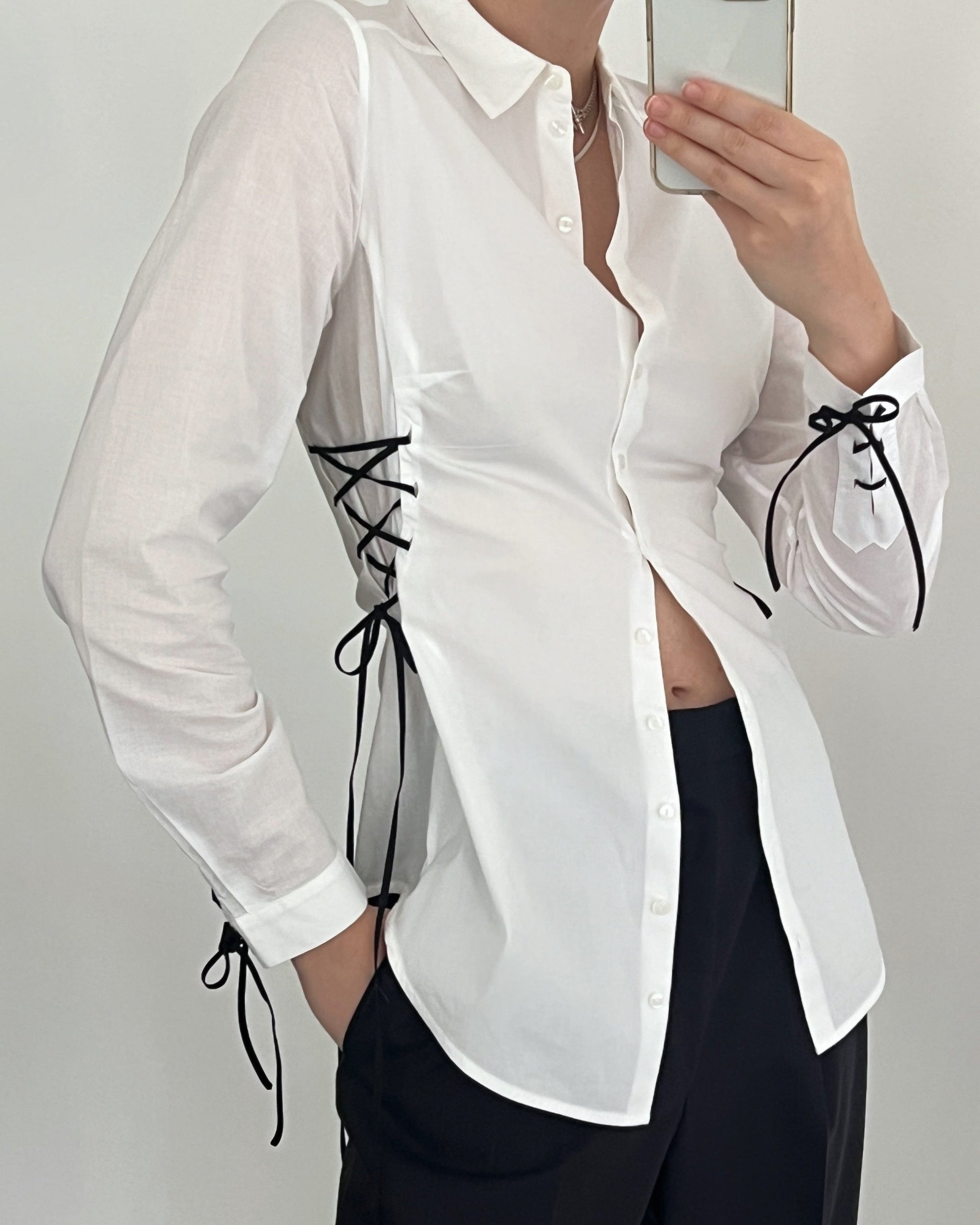 Vintage Anne Fontaine Ribboned Button Up