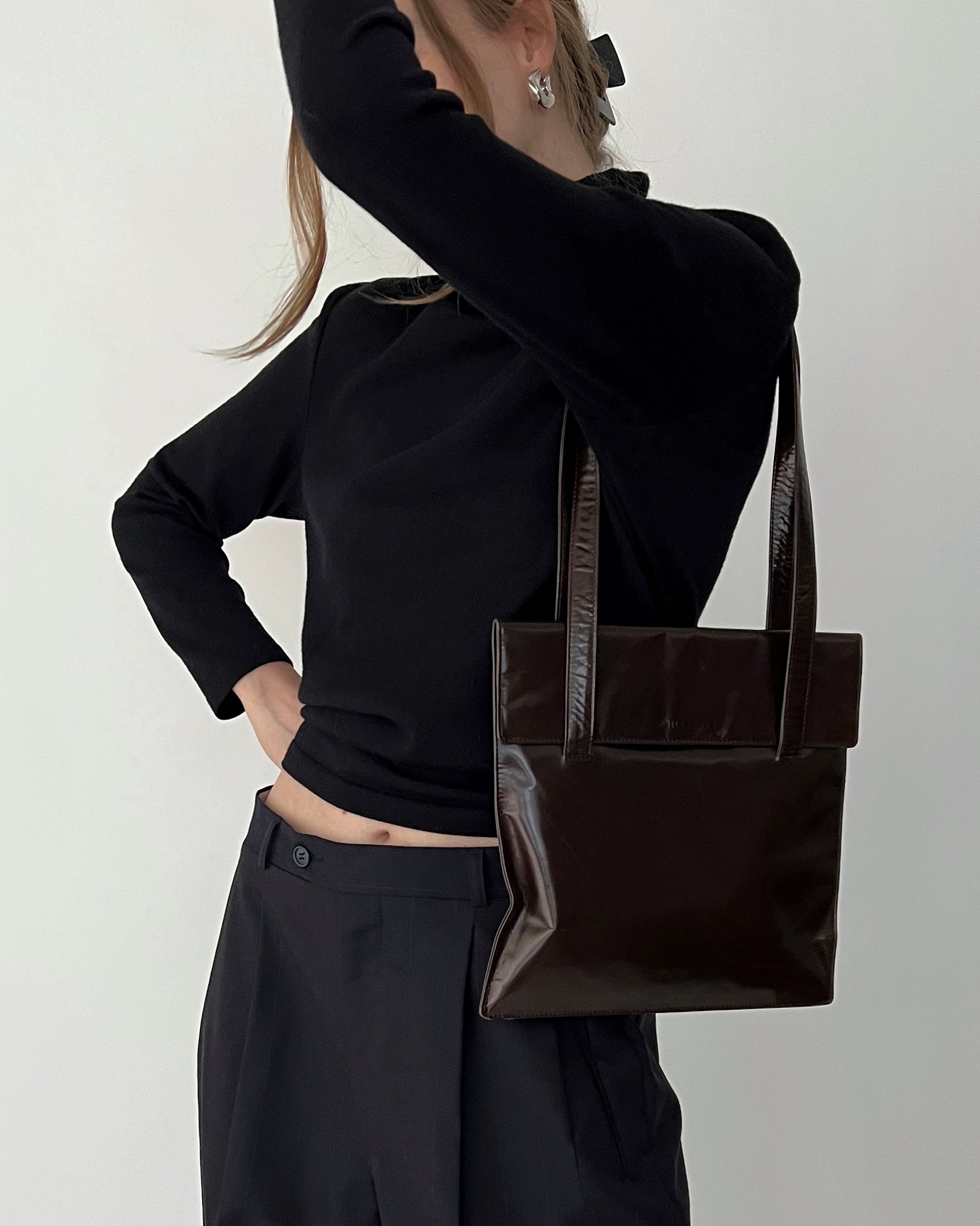 Vintage Jil Sander Espresso Leather Bag - Main Image