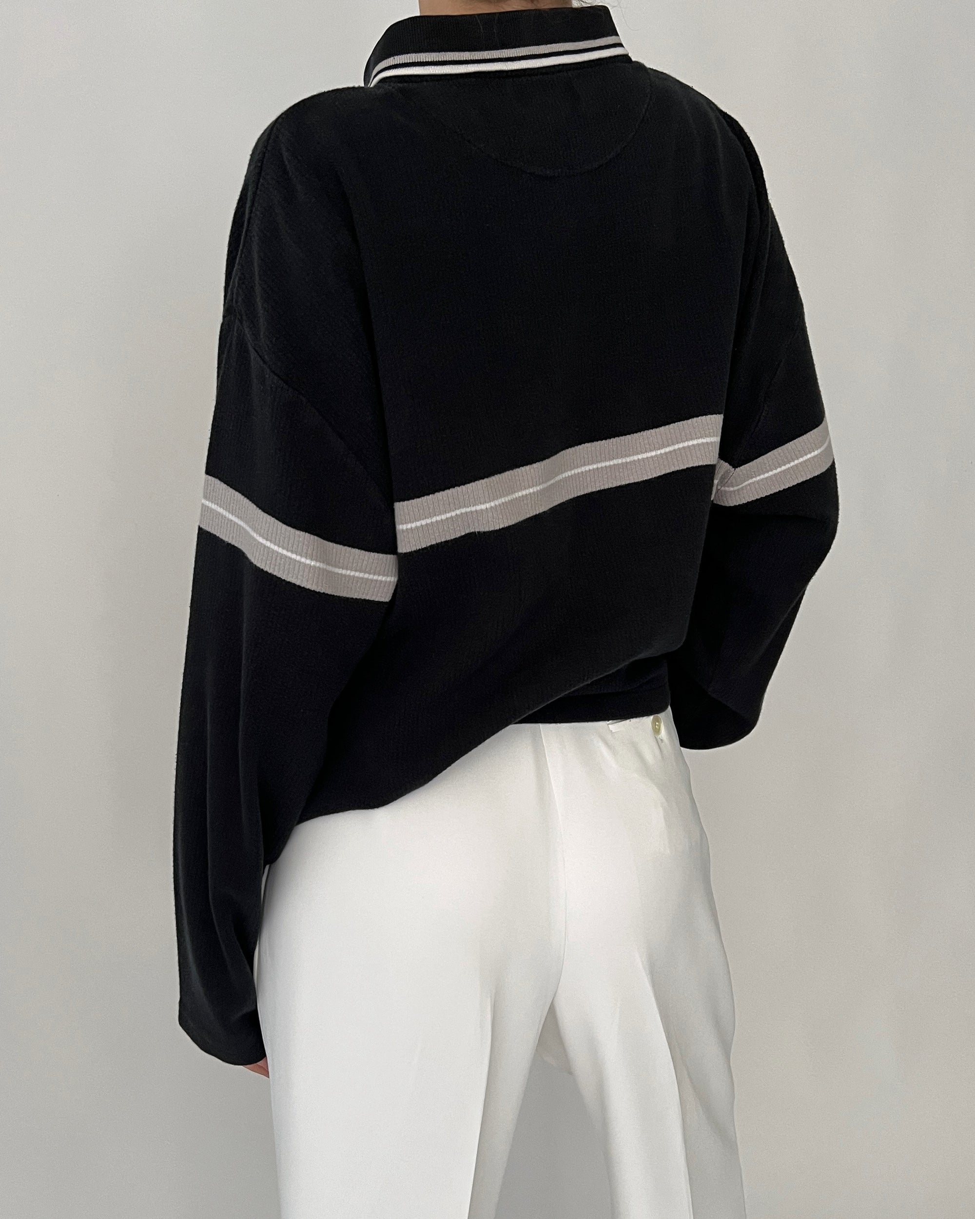 Vintage Givenchy Monogram Noir Striped Knit Polo