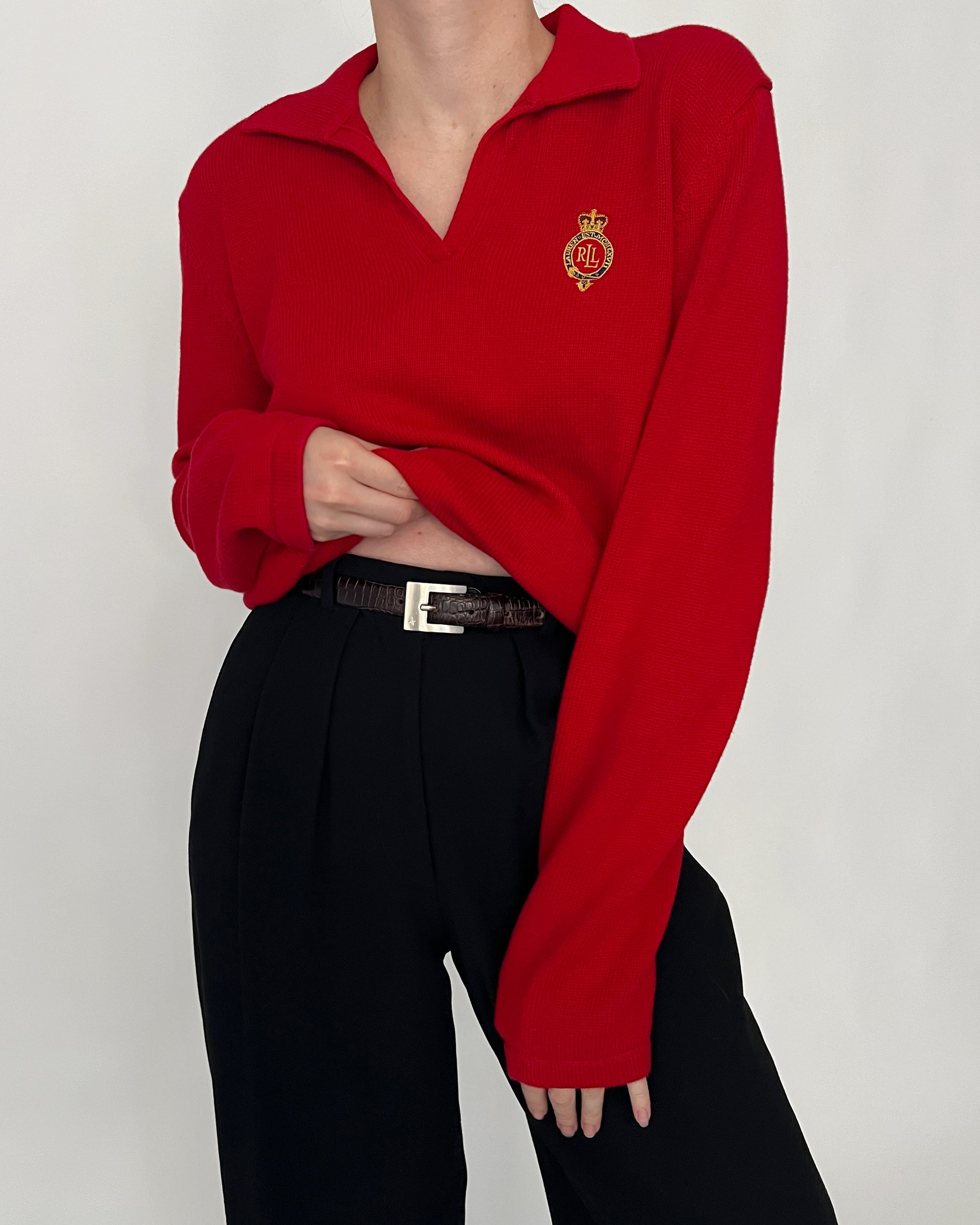 Vintage Ralph Lauren Ruby Crest Collared Sweater