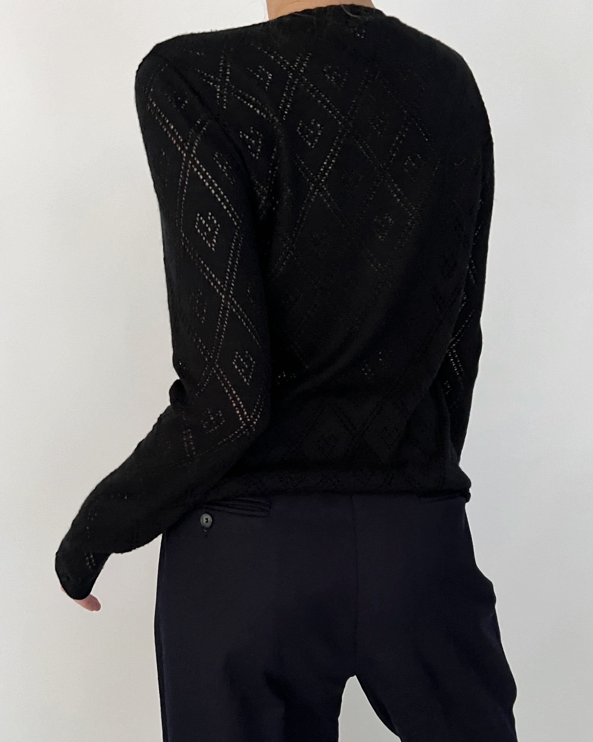 Vintage Diesel Noir Monogram Pointelle Knit Cardigan