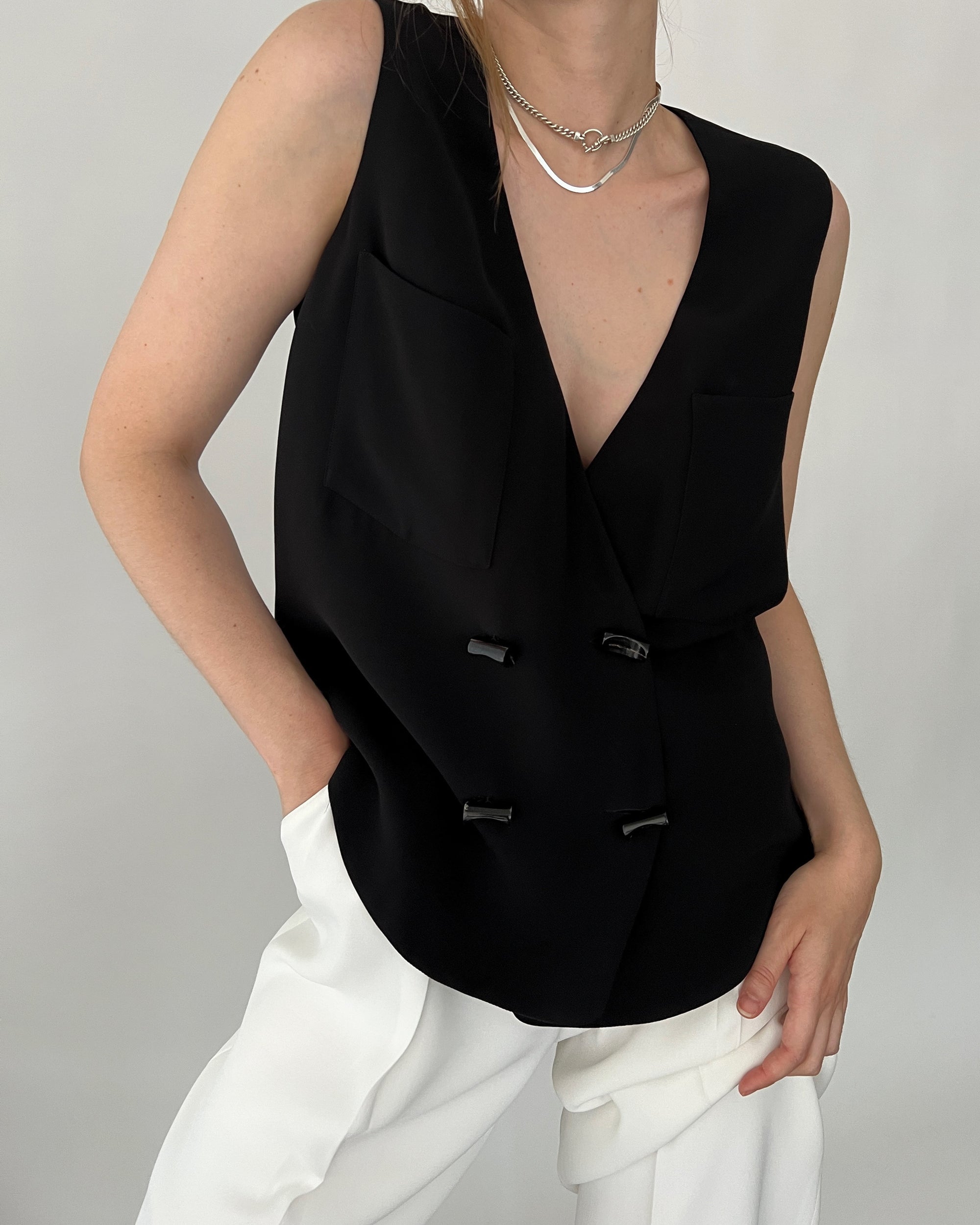 Vintage Giorgio Armani Noir Silk Double-Breasted Vest