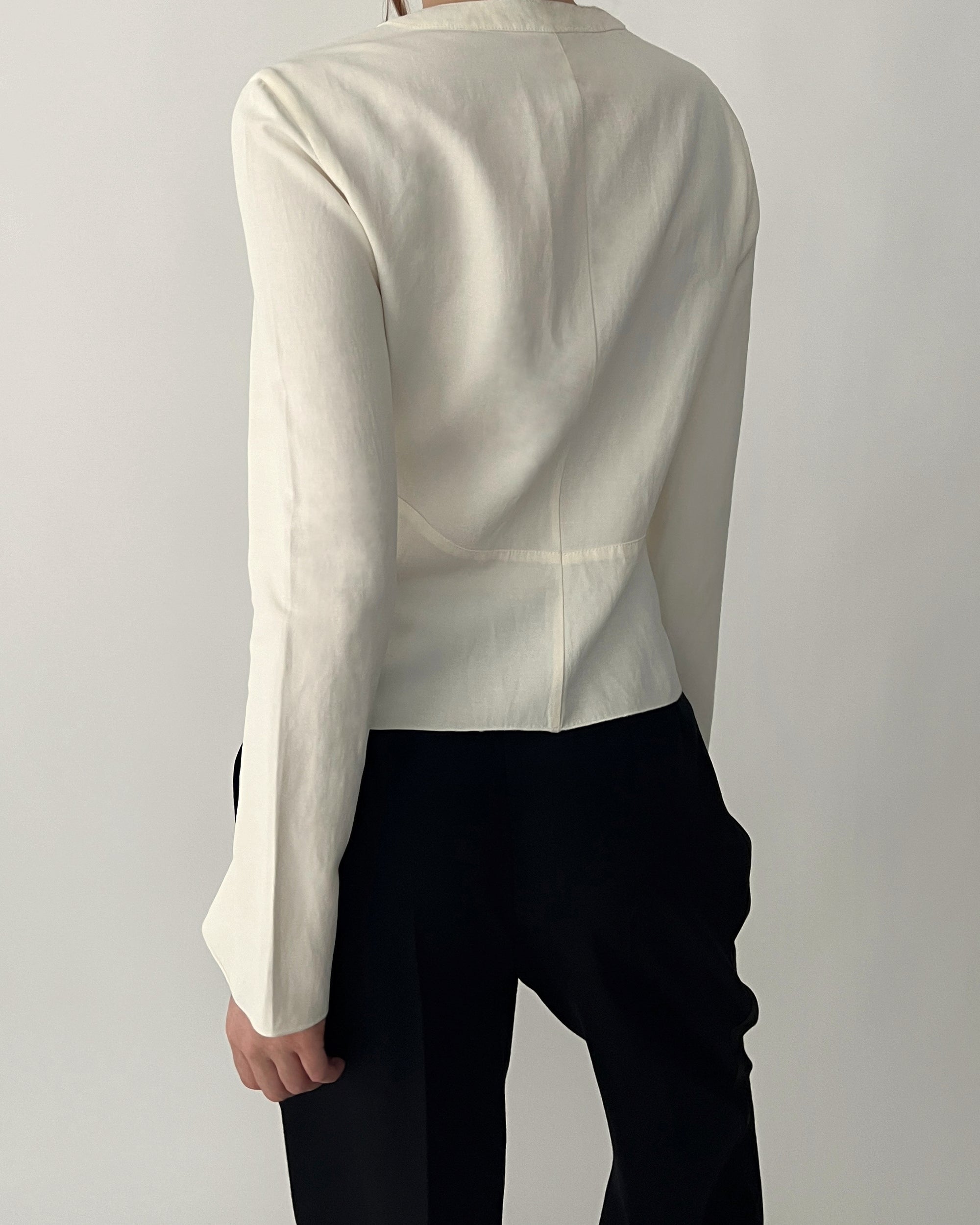 Vintage Armani Ivory Buttoned Asymmetrical Top