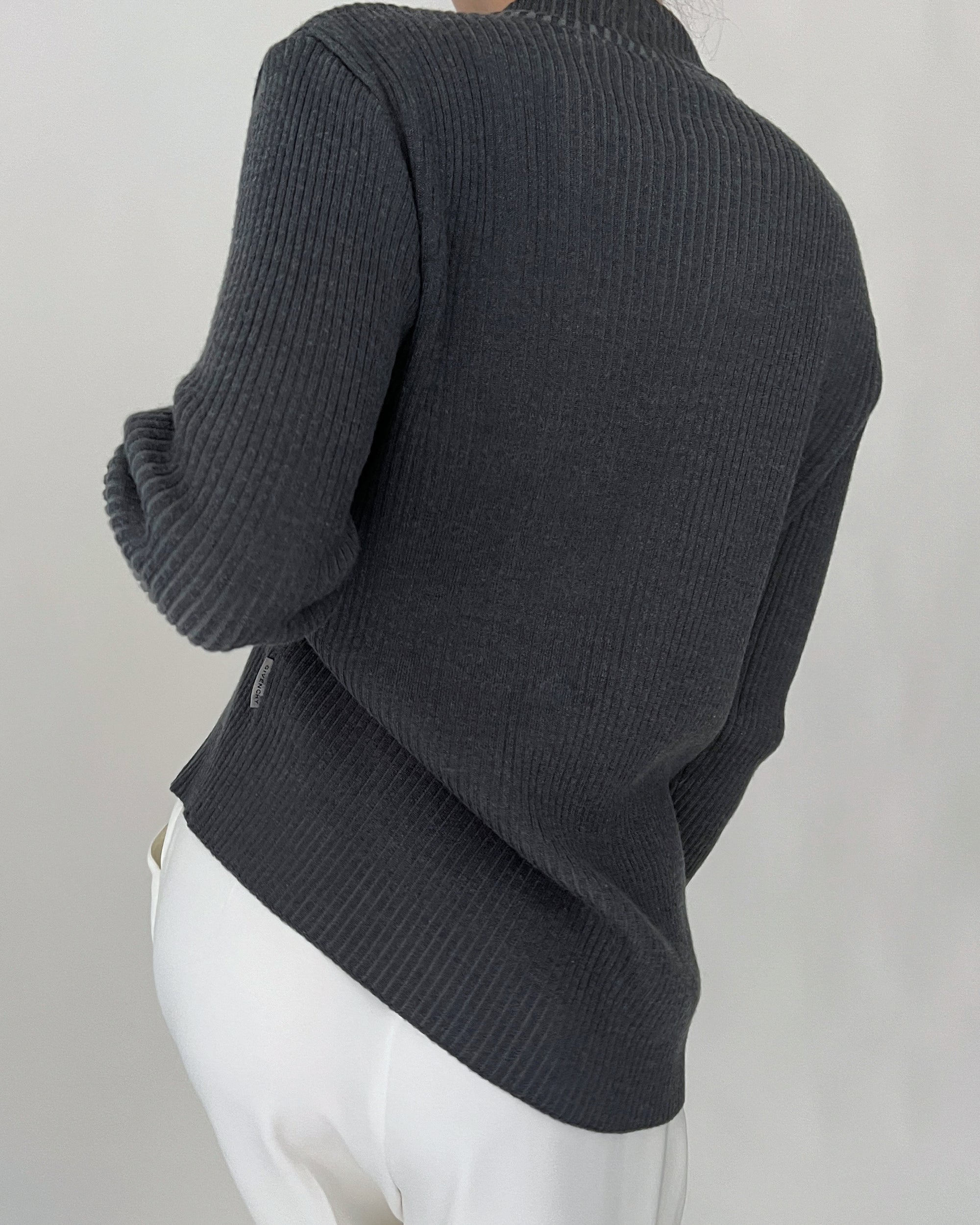 Vintage Givenchy Monogram Charcoal Quarter Zip Sweater
