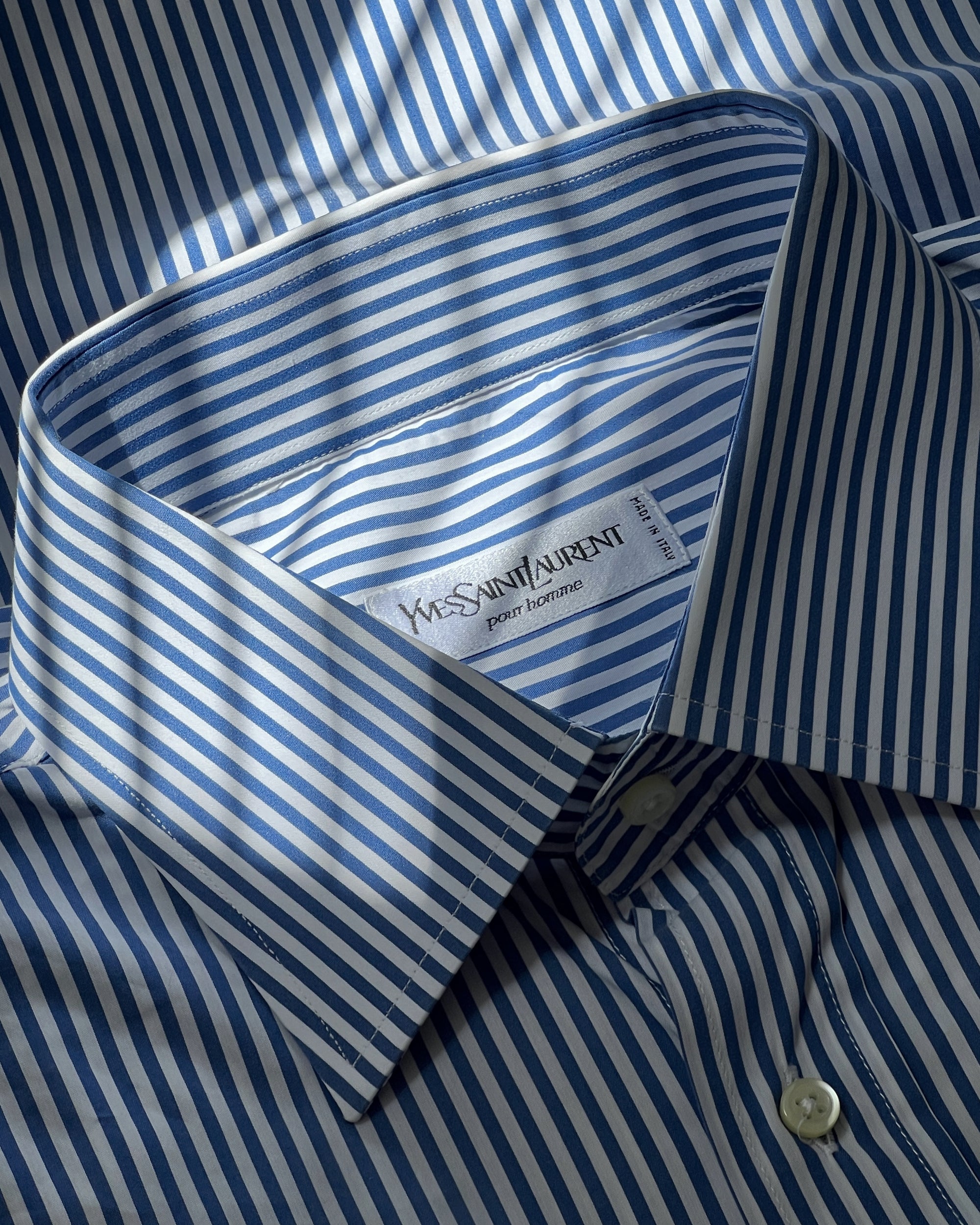 Vintage YSL Striped Logo Button Up