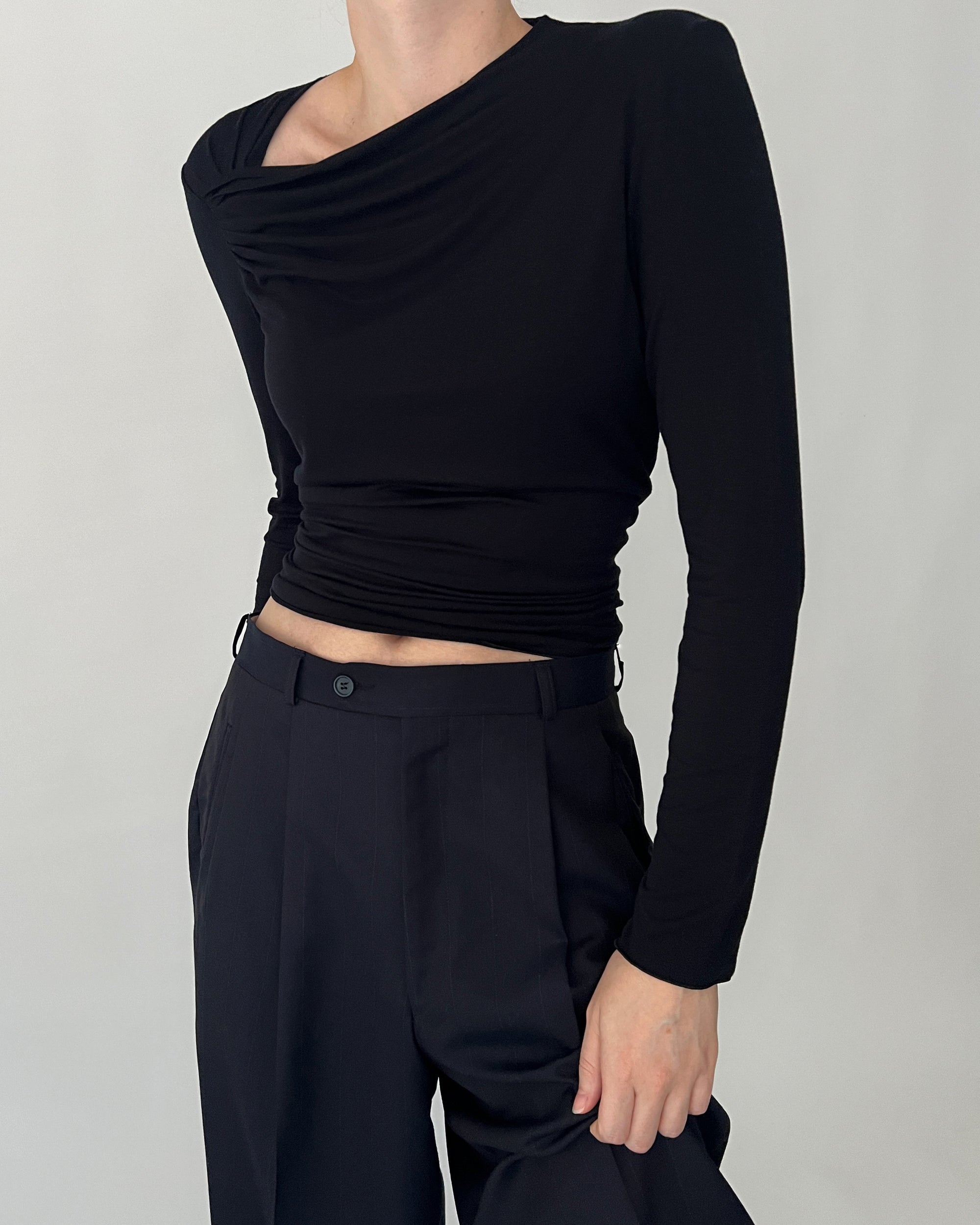 Vintage Armani Noir Asymmetrical Neckline Knit Top