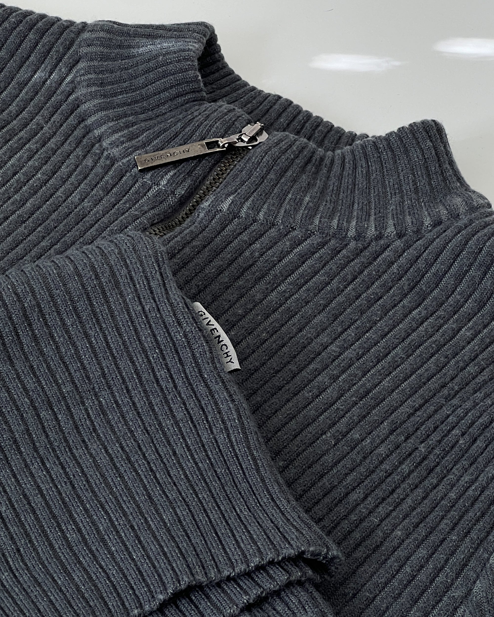 Vintage Givenchy Monogram Charcoal Quarter Zip Sweater