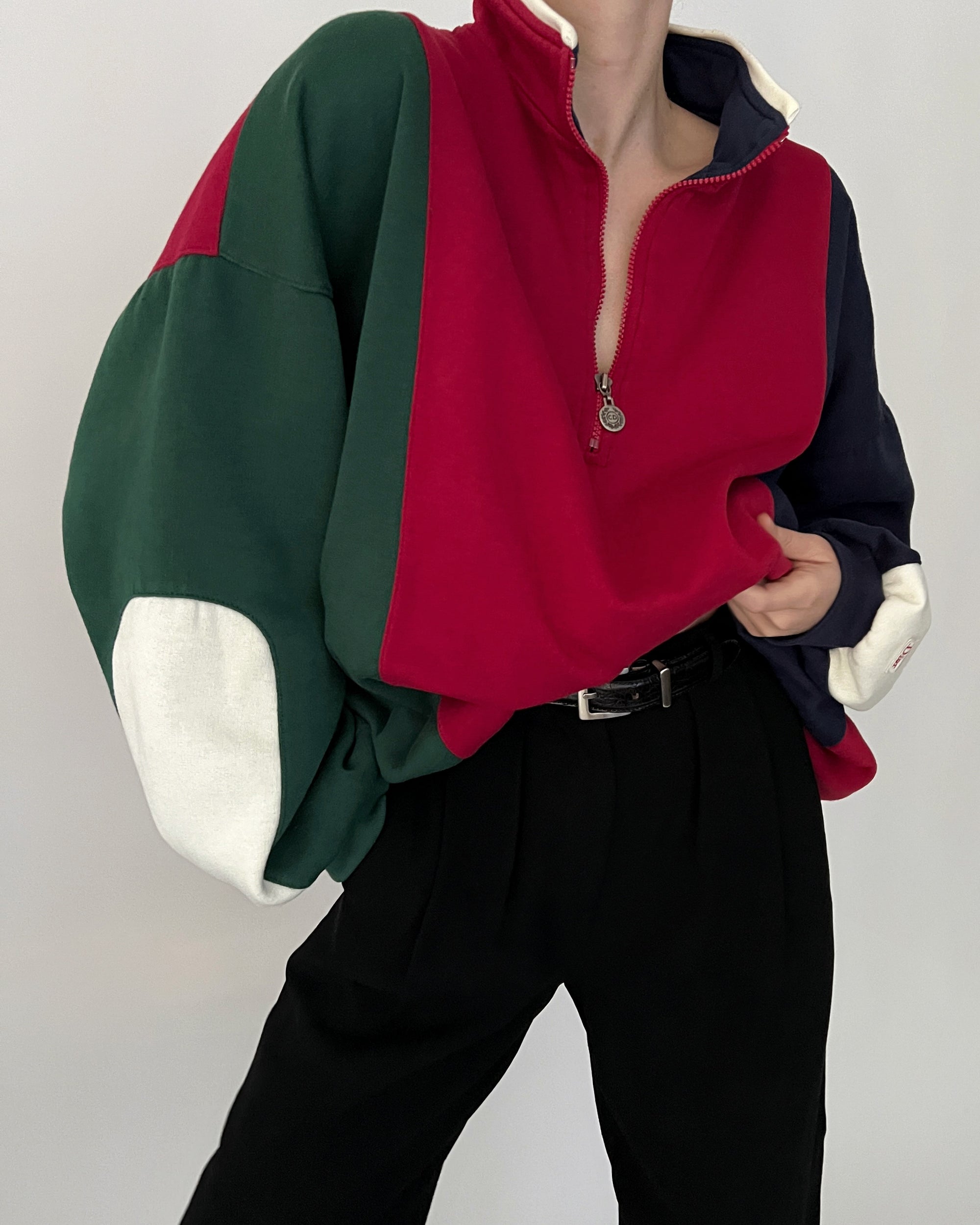 Vintage Christian Dior Colorblock Half Zip Sweater