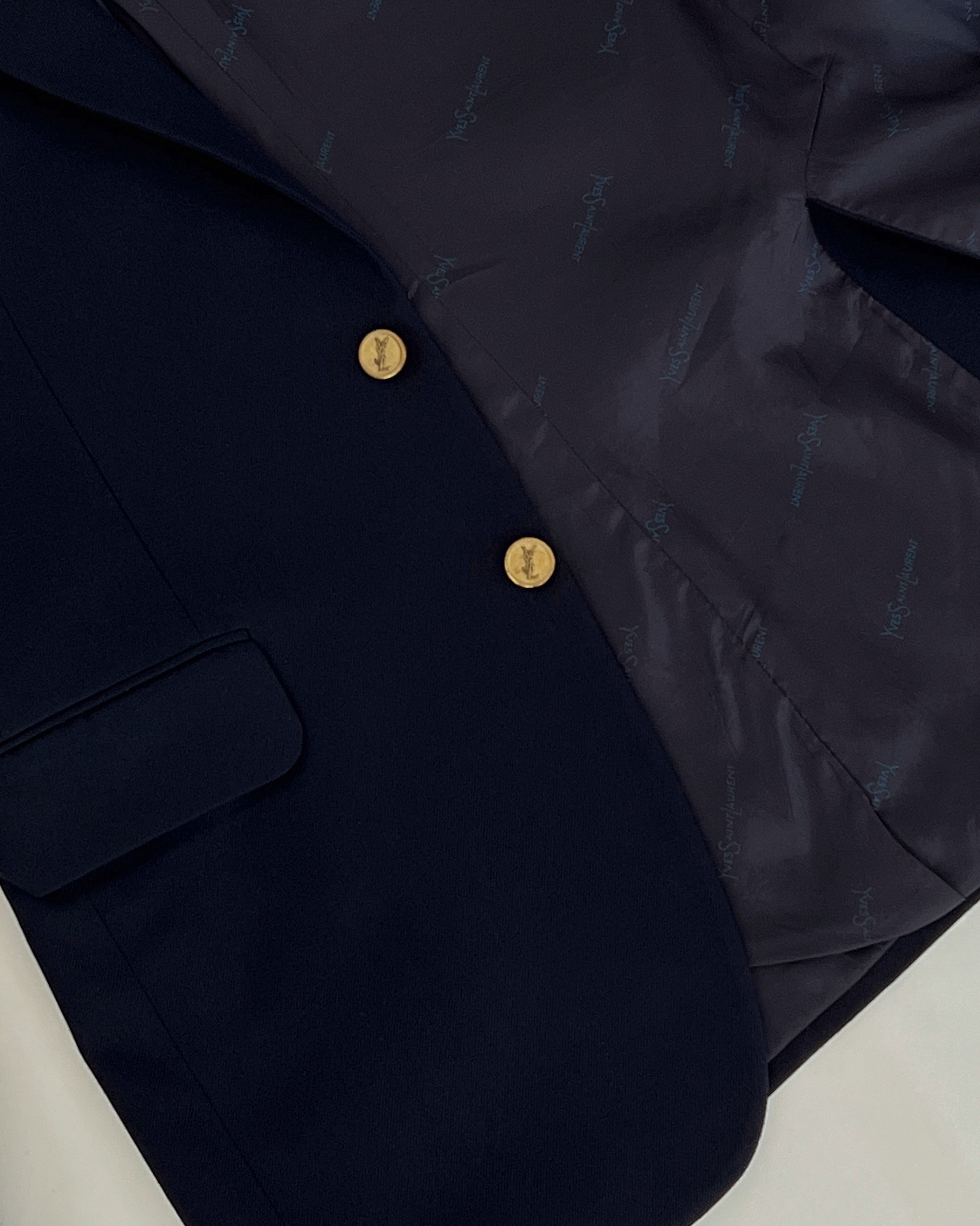 Vintage YSL Navy Monogram Blazer