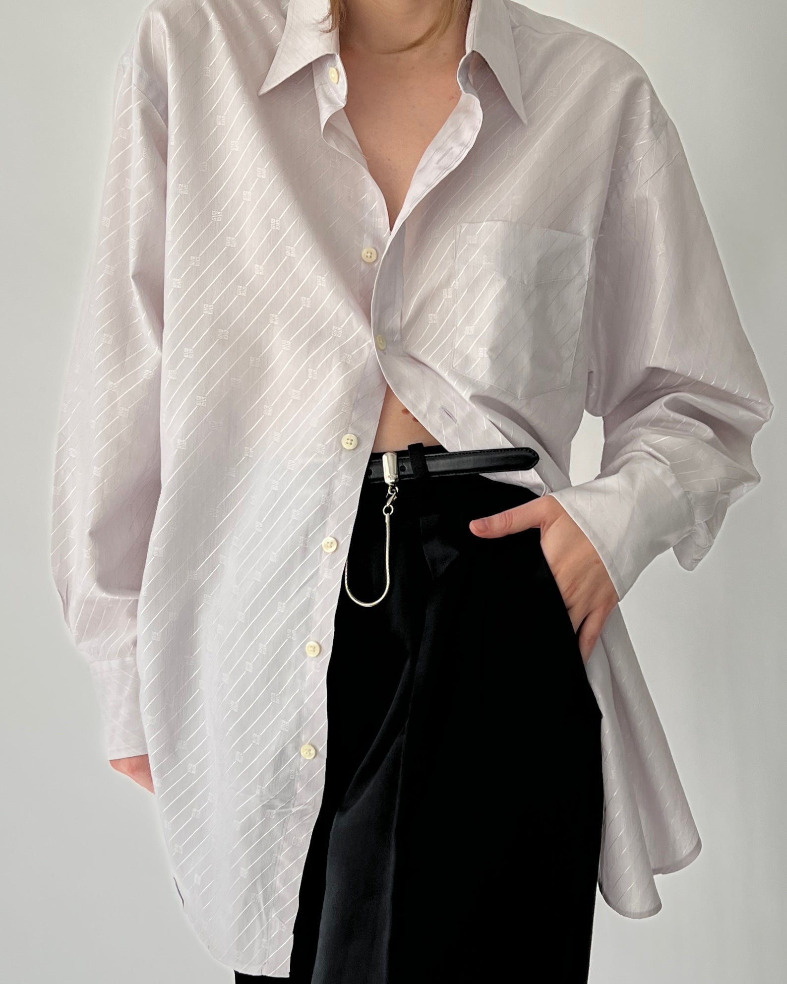 Vintage Givenchy Lavender Emblem Print Button Up