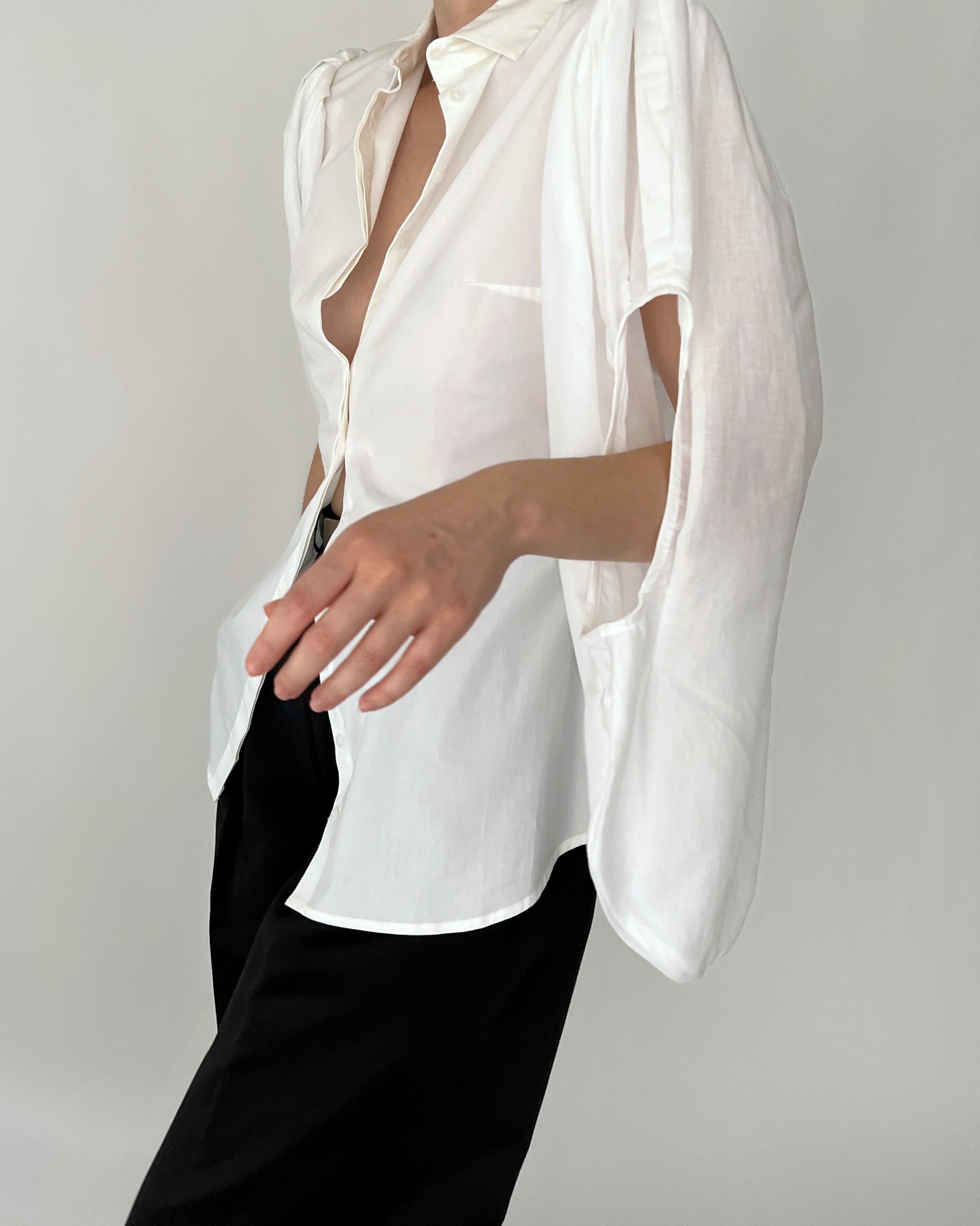 Vintage Anne Fontaine White Cape Sleeve Top