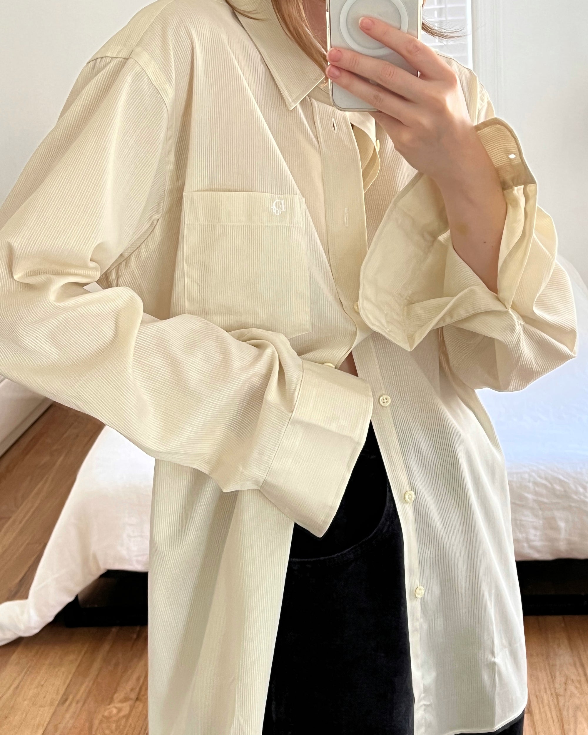 Deadstock Vintage Christian Dior Ivory Button Up