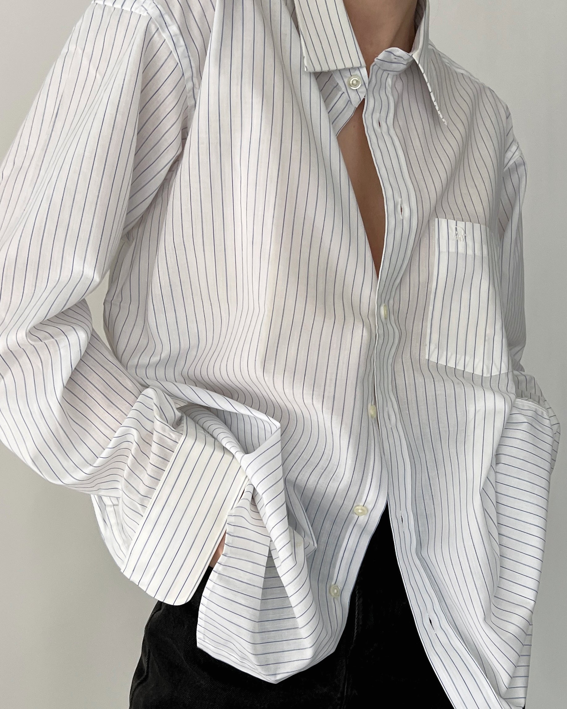 Deadstock Vintage Christian Dior Striped Button Up