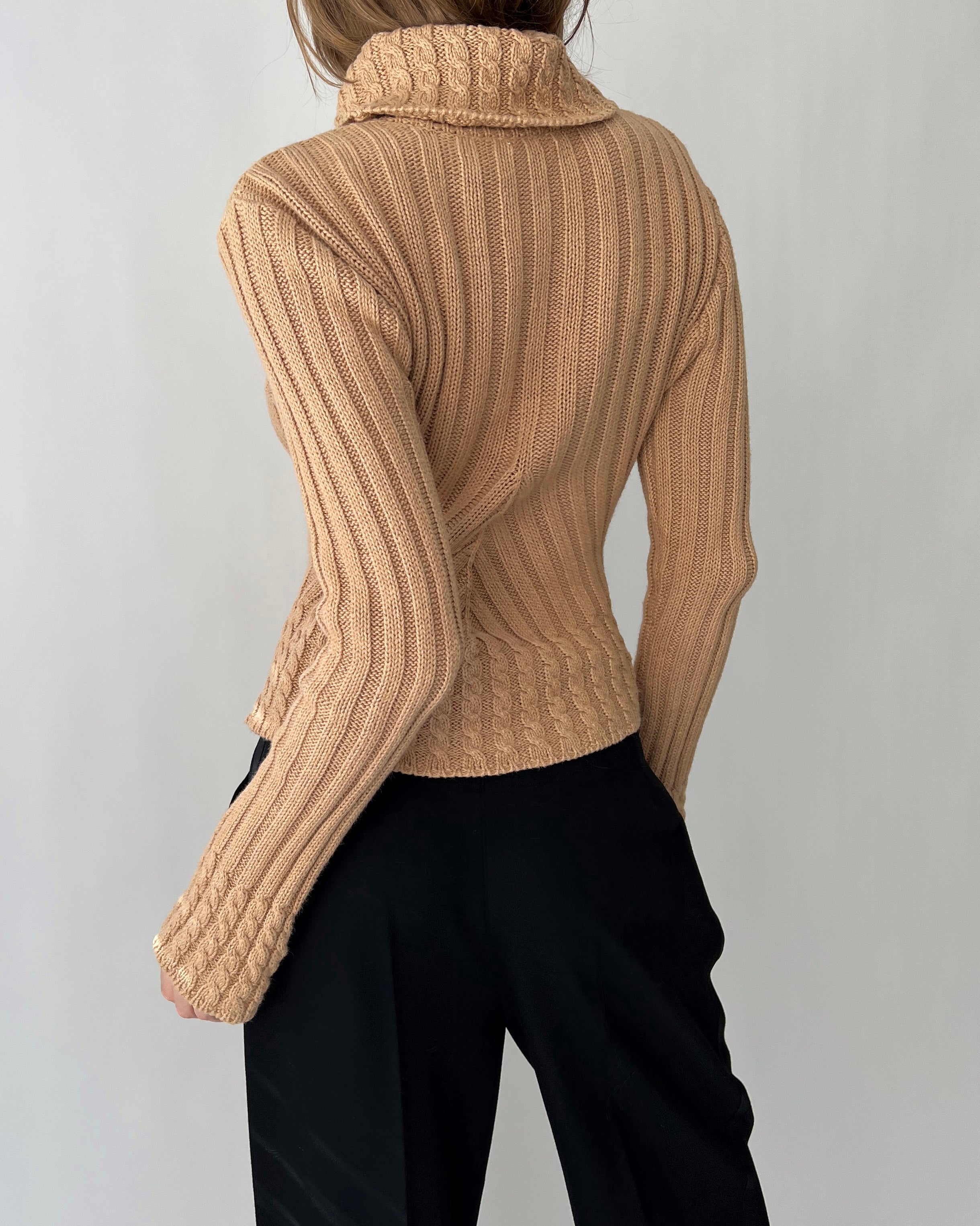 Camel sale ribbed turtleneck