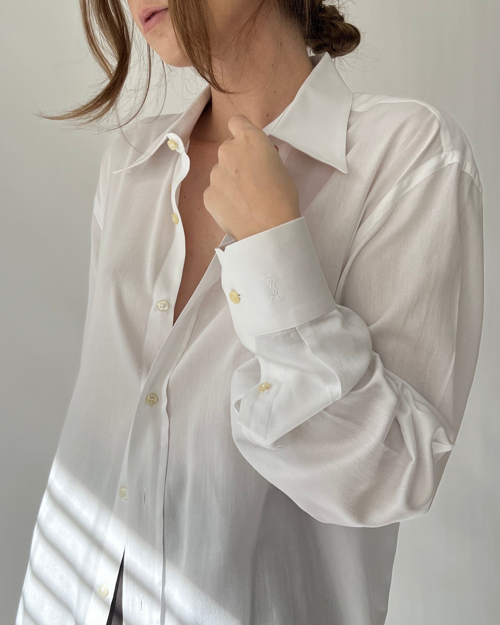 Vintage YSL White Monogram Button Down Vintage YSL White Monogram Button Down